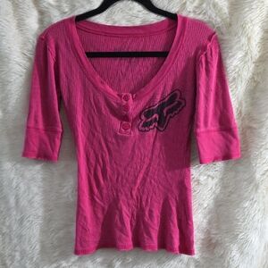 Fox Women's Vibrant Pink V-Neck Blouse